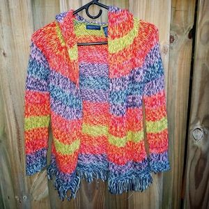 American Girl multi stripped hoodie cardigan